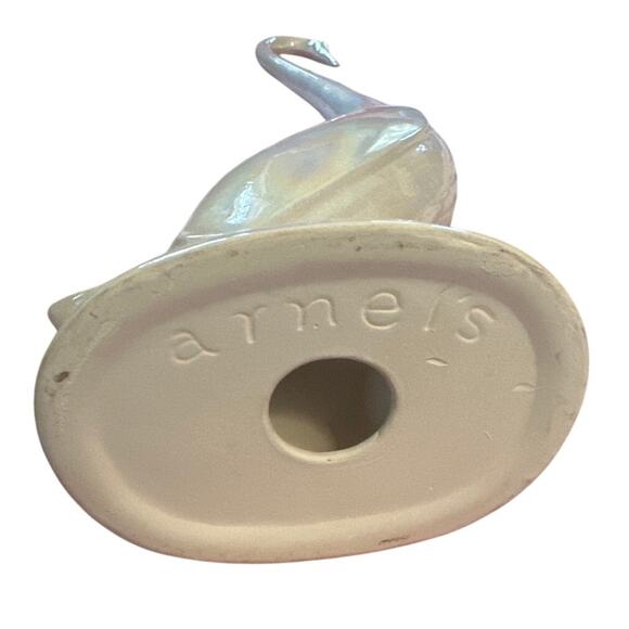 Vintage Iridescent Arnels MCM Swan Crane Bird Figurine Statue Art Decor Ceramic - Picture 7 of 7